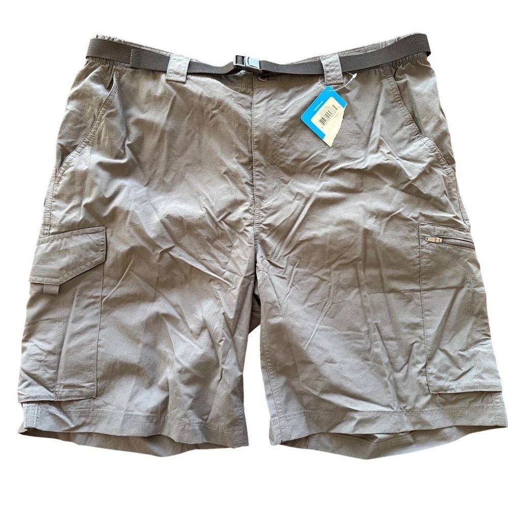 NWT Columbia Mens Silver Ridge Cargo Shorts Gray OmniShade Hiking Belted Size 38